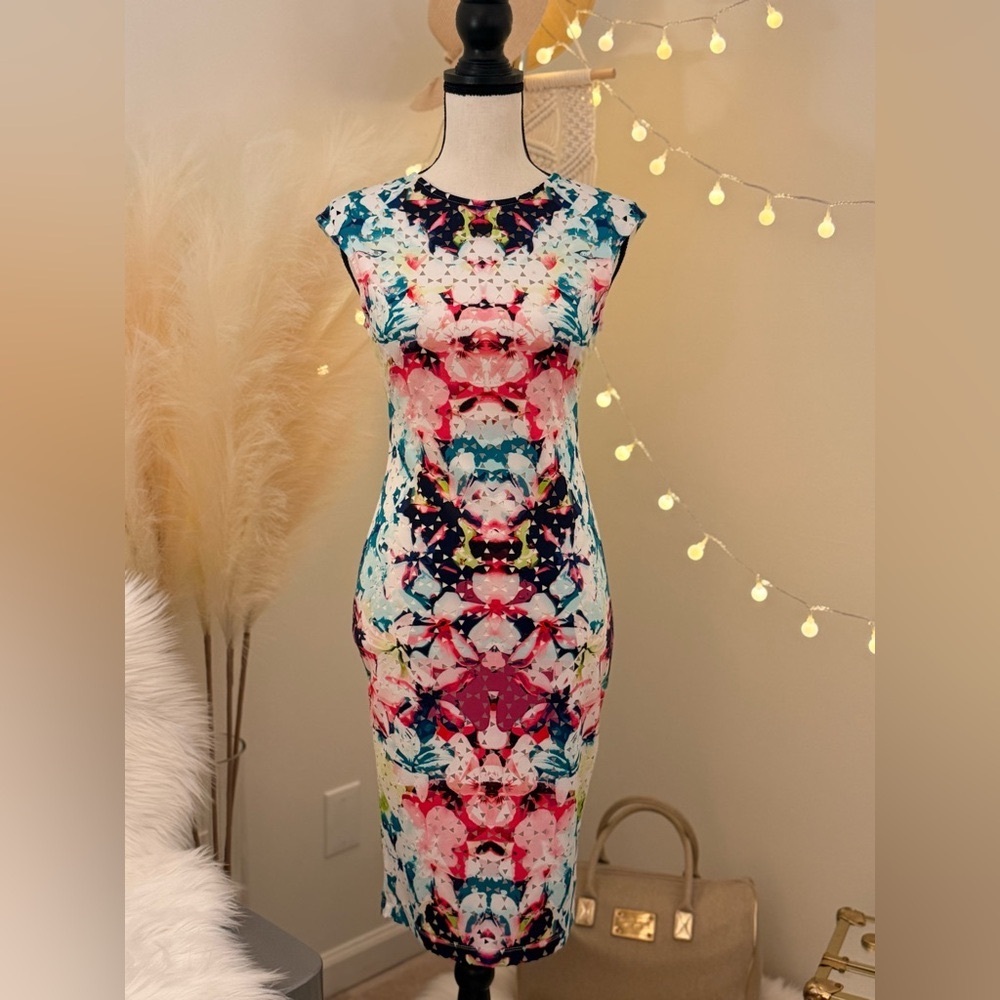 🌾 Abstract Bisou Bisou Multicolor Print Dress
